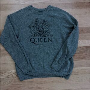 Gray Crewneck Sweater with Queen Logo